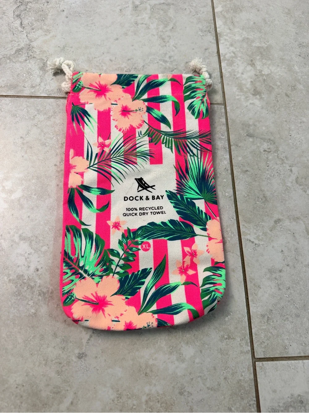 Dock & Bay XL Quick Dry Beach Towel Bag Pink Tropical